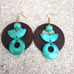 Hand Painted Wood/ Boho Style/ Statement Earrings